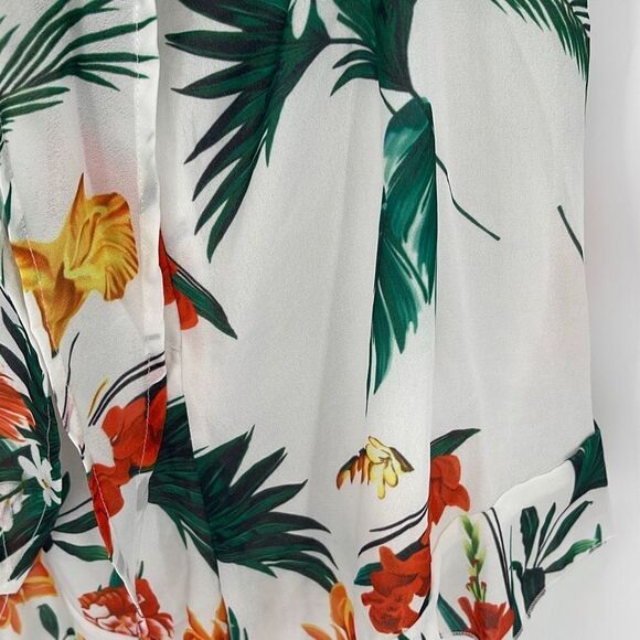 Prettylittlething Womens Tropical Paradise Tie Romper V Neck Green White Size 2 - Picture 3 of 10